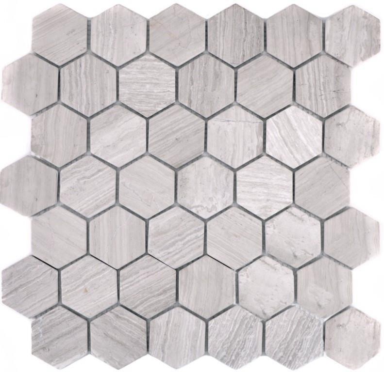 Mosaïque Marbre Pierre naturelle Hexagone Marbre gris rayé MOS44-1205_f
