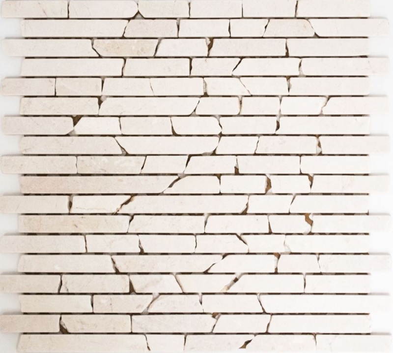 Mosaïque Marbre Pierre naturelle blanche Brick Botticino Anticato Dos de cuisine MOS40-0102_f