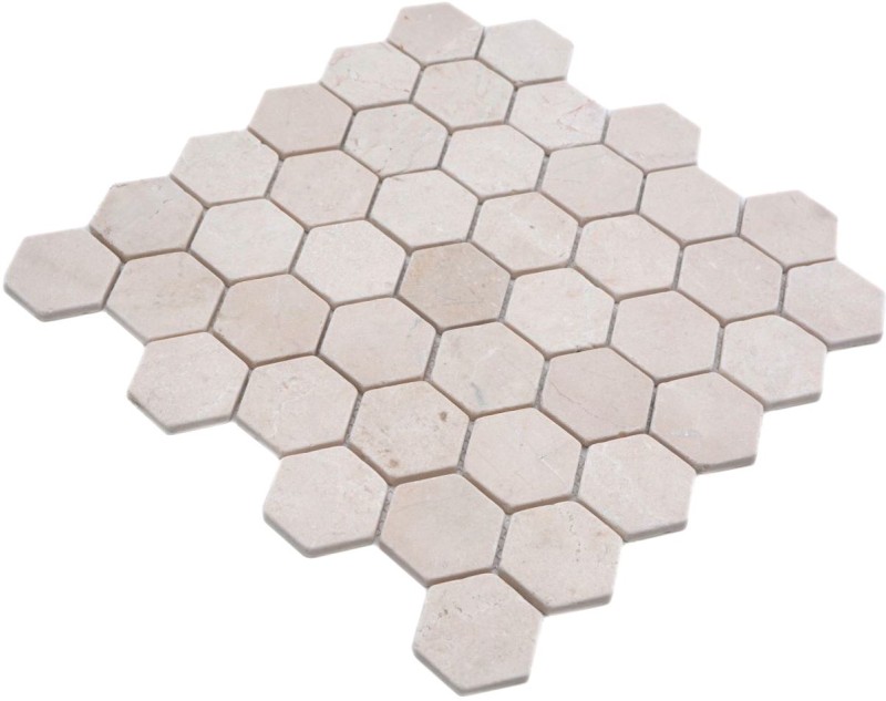 Mosaïque Marbre Pierre naturelle beige Hexagon Marbre Botticino Anticato MOS42-1212_f