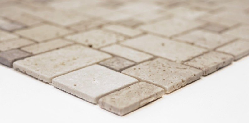 Mosaïque carreau travertin pierre naturelle combinaison travertin beige MOS43-1212-15_f