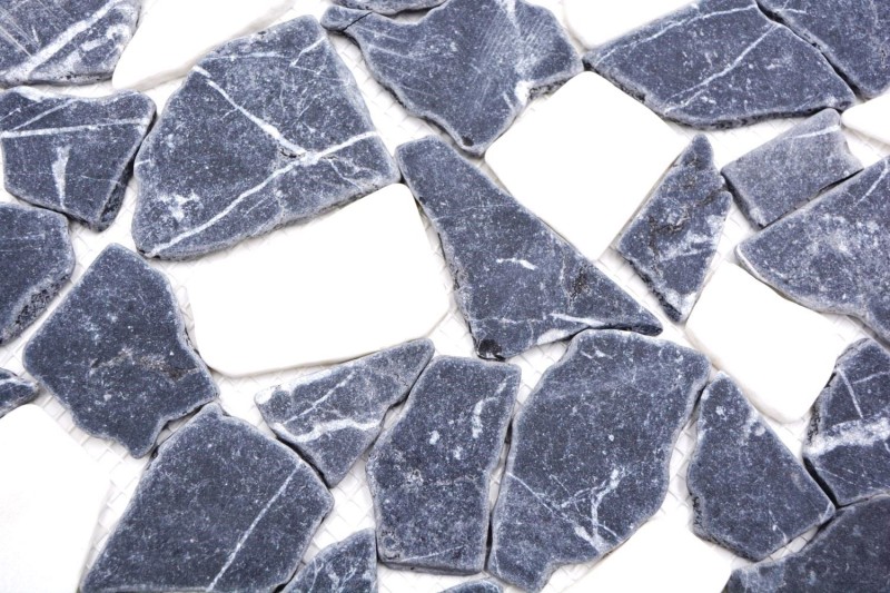 Mosaïque Marbre Pierre naturelle blanc noir Bruch Ciot Nero Bianco MOS44-0204_f
