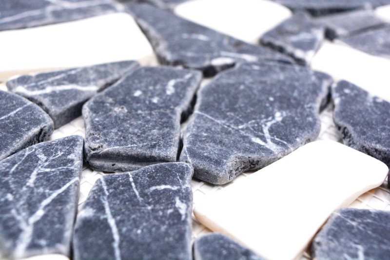Mosaïque Marbre Pierre naturelle blanc noir Bruch Ciot Nero Bianco MOS44-0204_f