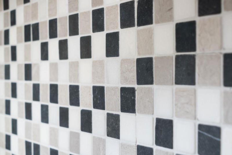 Mosaïque Marbre Pierre naturelle beige gris noir Marbre Botticino Nero MOS40-MOS32/1125_f