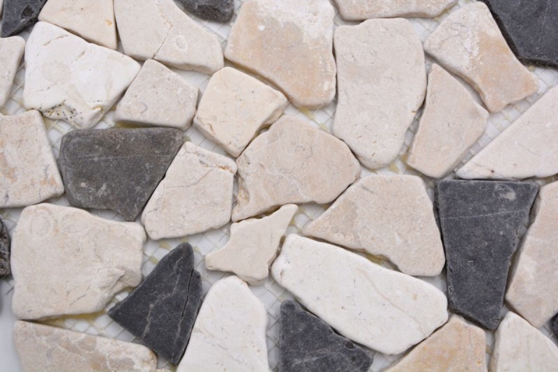 Mosaïque Marbre Pierre naturelle beige noir Bruch Ciot BianconeJava MOS44-30-110_f