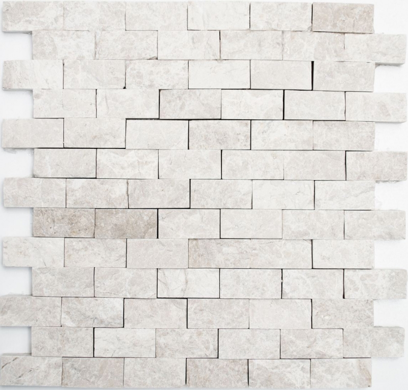 Mosaïque Marbre Pierre naturelle Ivoire Brick Splitface Botticino Marble 3D MOS45-1202_f