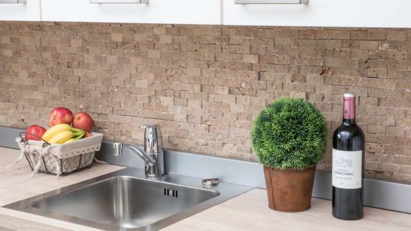 Mosaïque mur de pierre travertin pierre naturelle noix Brick Splitface Noce Travertin 3D MOS43-44248_f