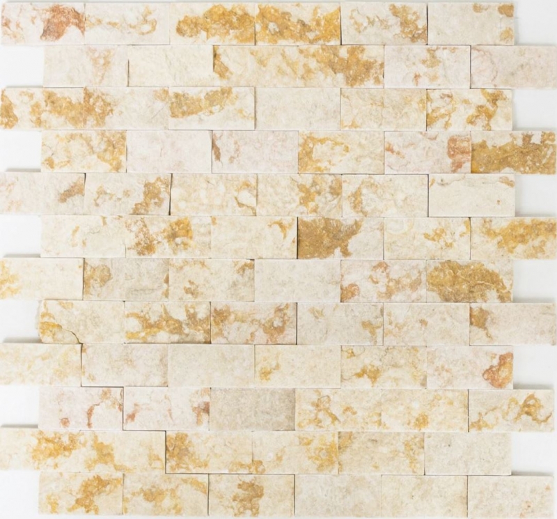 Mosaïque mur de pierre Marbre Pierre naturelle Brick Splitface sunny beige 3 D MOS42-X3D46_f