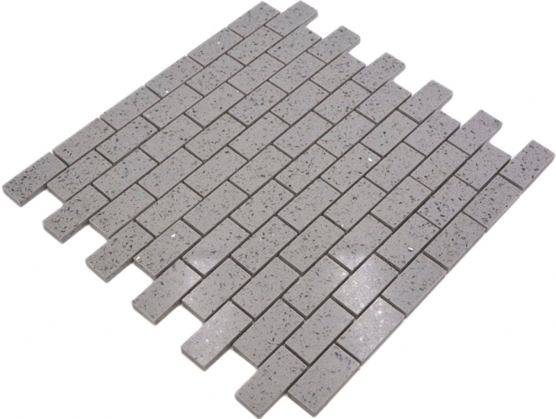 Carreaux de mosaïque Quartz Composite Pierre artificielle Brick Artifical gris MOS46-0204_f