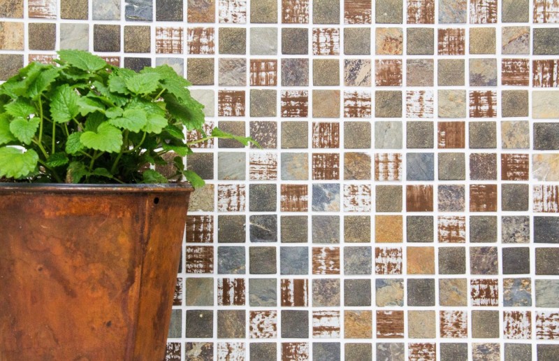 Retro Vintage Carreau de mosaïque Translucide beige marron gris Mosaïque de verre Crystal pierre rustique MOS82-1206_f
