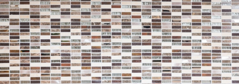 Carreau de mosaïque Translucide Composite Aluminium beige marron argent noir Rectangle Mosaïque de verre Crystal Artificial Stein Alu EP beige marron MOS87-SM48_f
