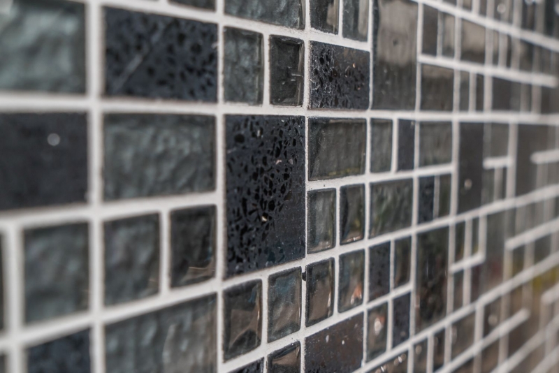 Carreau de mosaïque Translucide Composite noir Combinaison de mosaïque de verre Crystal Artificial noir MOS88-K989_f
