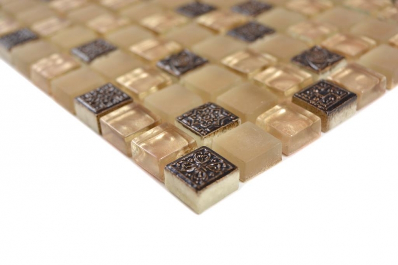 Carreau de mosaïque Translucide beige Mosaïque de verre Crystal Resin beige beige mat MOS92-1207_f