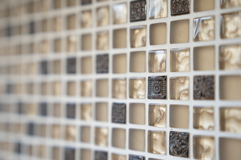 Carreau de mosaïque Translucide beige Mosaïque de verre Crystal Resin beige beige mat MOS92-1207_f