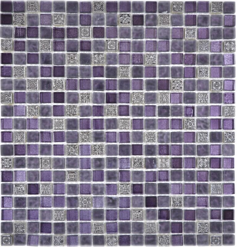 Carreau mosaïque translucide lilas verre mosaïque Crystal Resin lilas lilas mat BAD WC cuisine MUR MOS92-1107_f