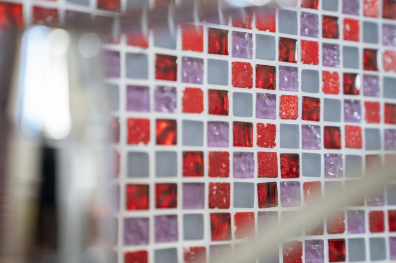 Carreau de mosaïque Translucide rouge rose blanc Mosaïque de verre Crystal Resin rouge rose blanc mat MOS92-0911_f