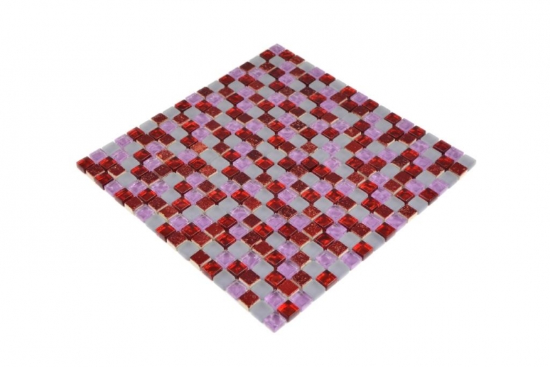 Carreau de mosaïque Translucide rouge rose blanc Mosaïque de verre Crystal Resin rouge rose blanc mat MOS92-0911_f