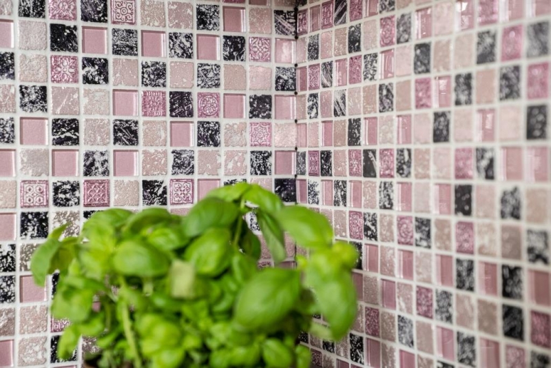 Carreau de mosaïque Translucide rose Mosaïque de verre Crystal Resin rose BAD WC cuisine MUR MOS82-1104_f