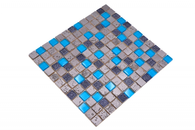 Carreau de mosaïque Translucide bleu gris Mosaïque de verre Crystal Resin bleu gris MOS82-0402_f