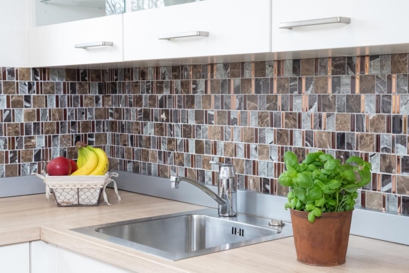 Carreau de mosaïque Translucide beige marron Multiformat Mosaïque de verre Crystal pierre EP beige marron MOS88-1220_f