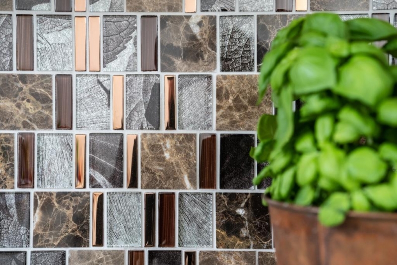 Carreau de mosaïque Translucide beige marron Multiformat Mosaïque de verre Crystal pierre EP beige marron MOS88-1220_f