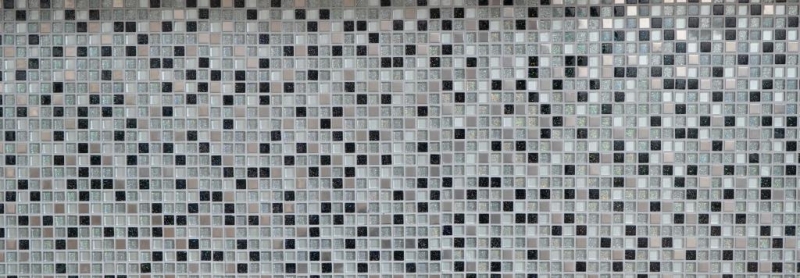 Carreau de mosaïque Translucide acier inoxydable argent noir Mosaïque de verre Crystal acier argent noir MOS92-0207_f