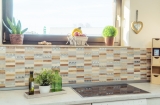Carreau de mosaïque Translucide acier inoxydable beige Rectangle Mosaïque de verre Crystal Pierre acier beige MOS87-52X_f