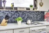Carreaux de mosaïque fond de cuisine noir Hexagon Mosaïque de verre pierre 3D MOS11D-33_f