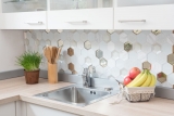 Carreau de mosaïque de fond de cuisine Translucide blanc Hexagon Mosaïque de verre Crystal Pierre 3D blanc MOS11E-66_f