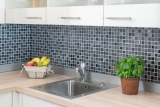 Carreaux de mosaïque fond de cuisine gris noir mosaïque de verre pierre MOS62-0302-GN_f