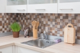 Carreaux de mosaïque fond de cuisine autocollant aluminium gris beige métal aspect bois MOS200-2422_f