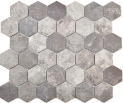 Céramique Mosaïque Hexagone Ciment gris foncé Carreaux Mosaïque murale Carrelage cuisine salle de bain MOS11H-0026_f