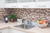 Carreaux de mosaïque fond de cuisine autocollant aluminium gris beige combinaison métal aspect bois MOS200-2322_f