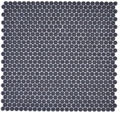 Mosaïque bouton verre noir brillant mat sol de douche paroi de baignoire MOS140-0311_f