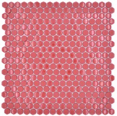 Mosaïque de verre Hexagone rouge Hexagonal Mosaïque hexagonale brillante mate Carreaux de mosaïque murale Carrelage cuisine salle de bain MOS140-0901_f