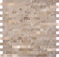 Vinyle composite aspect pierre Limestone brown/or Mosaïque murale Carrelage cuisine salle de bain MOS200-LBG_f