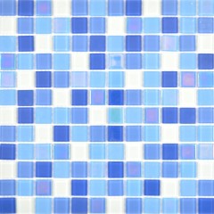 Mosaïque de verre fluorescent bleu blanc Carreau de mosaïque murale Cuisine douche bain MOS88-1006_f