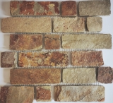 Ardoise Mosaïque Pierre naturelle Brick brun rouille Miroir Mosaïque Tapis Mosaïque Plaque anti-éclaboussures - MOS34-1204