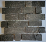 Ardoise Carreau de mosaïque Pierre naturelle Brick anthracite Black Jack Tapis de mosaïque Plaque de mosaïque Protection contre les éclaboussures Cuisine - MOS34-0208