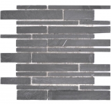 Ardoise Carreau de mosaïque Pierre naturelle Brick anthracite noir Tapis de mosaïque Protection contre les éclaboussures Brique de parement mural - MOS34-0206