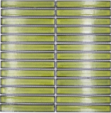 Carreau de mosaïque Céramique baguettes vert clair moucheté brillant mur cuisine salle de bain MOS24-CS16_f