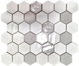 Carreau de mosaïque Céramique Hexagonal blanc brillant Cuisine Salle de bains MOS11K-SAN1_f
