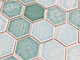 Motif manuel Carreau de mosaïque Céramique Hexagonal vert brillant Carreau de douche MOS11K-SAN5_m
