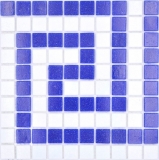 Bordure de piscine Mosaïque Pool blanc bleu foncé MOSMB-BO16P