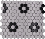 Carreau de mosaïque Céramique Mosaïque Hexagonal mix blanc noir brillant Carrelage salle de bain cuisine MOS11A-0113G