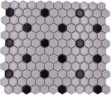 Carreau de mosaïque Céramique Hexagonal mix blanc noir brillant Fond de cuisine salle de bain MOS11A-03G01
