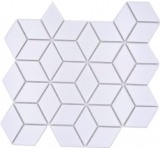 Cube Mosaïque Céramique Vintage Rétro 3D uni blanc mat Carrelage cuisine - MOS13-POV4