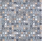 Mosaïque de verre Carreau de mosaïque Retro aspect bois gris brun Ornement mur salle de bain cuisine MOS78-W99
