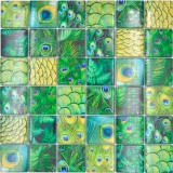 Mosaïque de verre Paon Kiwi jaune vert Fond de cuisine Salle de bain MOS78-W88