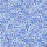 Carreaux de mosaïque Mosaïque de verre Retro Biscuit bleu Miroir de salle de bain MOS78-RB33_f