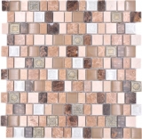 Carreaux de mosaïque Mosaïque composite multiformat pierre résine céramique mix emperador carreaux MOS85-2FD_f